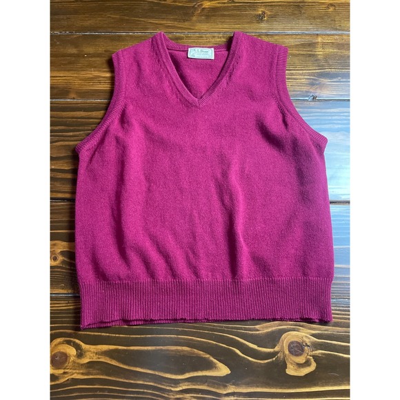 L.L. Bean Sweaters - L.L. Bean Sweater, Women's Size Large, Burgundy, Sleeveless, V-Neck, Lambs Wool